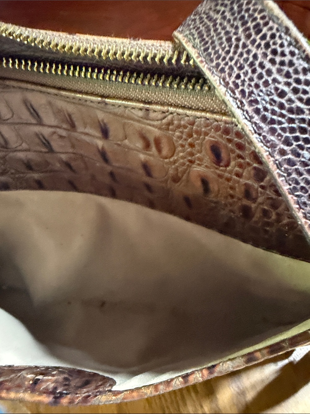 Brahmin Brown Croc-Embossed Leather Crossbody with Charm - Picture 7 of 13